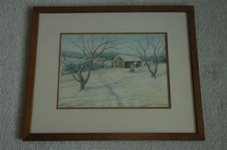 Beautiful Listed Artist R L Heyerdahl Watercolor Snowy