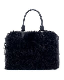 Michael Kors Barrington Large Fur Zipper Satchel Bag   