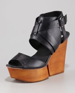 KORS Michael Kors Brookton Leather Cutout T Strap Sandal, Dark Tan or