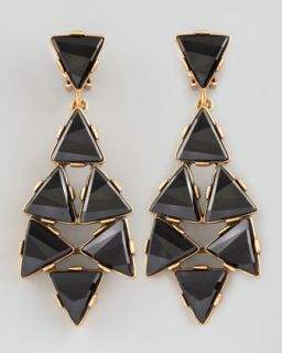 Triangle Cluster Clip Earrings, Black