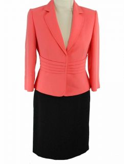 Tahari Hayley Skirt Suit Coral Black SZ6P Ret$280