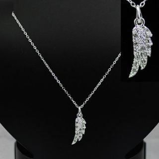Angel Wing Heaven Religious Gift Crystals Necklace 65C