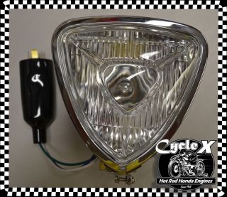 Cycle X Universal Triangle Headlight   chopper, bobber, cafe
