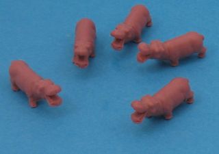 fun miniatures set of 100 hippos 1 long each mouth open ready for a
