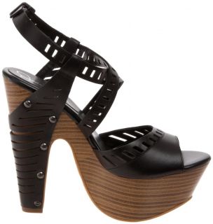  Jessica Simpson Trixie Platform Heels Sandals Leather Black