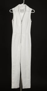 Rare Michael Hoban North Beach Leather Collared Catsuit Jumpsuit