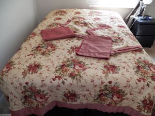 WAVERLY HARBOR HOUSE 5PC KING COMFORTER SET TEA STAIN ROSES PRUSSIAN