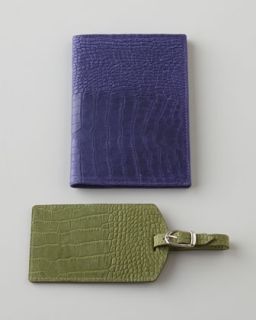 492W Crocodile Embossed Luggage Tag & Passport Cover