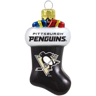 Pittsburgh Penguins NHL Hockey Blown Glass Stocking Christmas Ornament