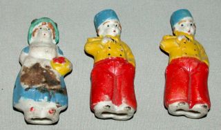 Original Antique Lot of 3 Miniature Bisque Japanese Dolls