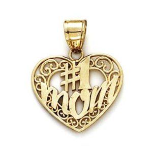 14k Number One Mom Heart Pendant   JewelryWeb Jewelry 