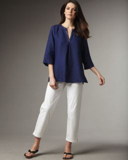 Eileen Fisher Sequined Linen Tunic & Slim Ankle Pants   