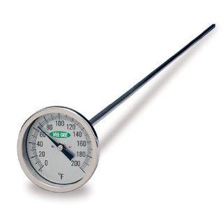  Thermometer, with Glass Face, 12 Stem, 3 Dial,  40 to 160 Degrees F