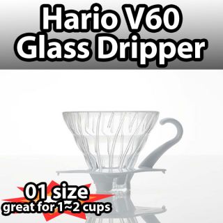 Hario V60 Coffee Dripper Glass White 01 Size Drip Brewer Funnel VDG