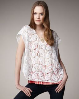 Johnny Was Collection Lace Poncho & Printed Silk Babydoll Cami, Women