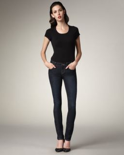 Blank Faux Leather Skinny Jeans, Black   