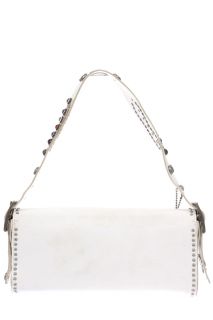 HTC Hollywood Trading Company New Woman Studded Med Leather Bag White