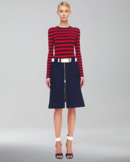 Michael Kors Striped Knit Top & Front Zip Utility Top   