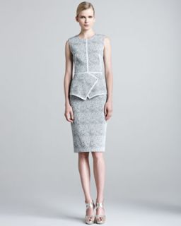41GR Lela Rose Knit Silk Shrug & Etched Jacquard Sheath Dress