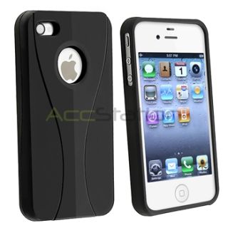 Black 3 Piece Hard Case Cover Car Home Charger Screen Guard for iPhone