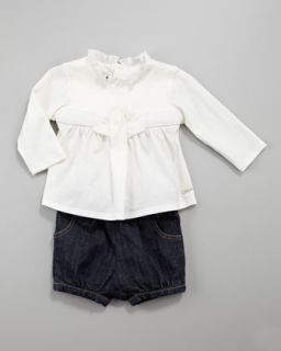 Little Marc Jacobs Heart Print Blouse & Velvet Bubble Shorts   Neiman