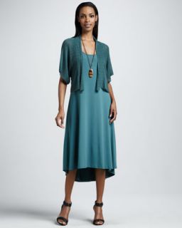 48E9 Eileen Fisher Cropped Kimono Cardigan & Calf Length Dress
