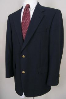 Hart Schaffner & Marx Blazer Navy Blue 43R Wool 2 Button Perfect
