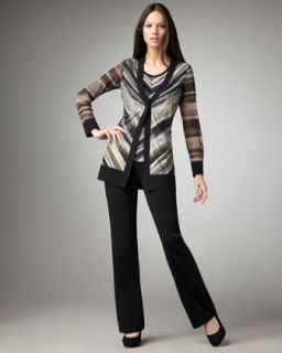 Misook Collection Striped Cardigan, Shell & Boot Cut Pants, Womens