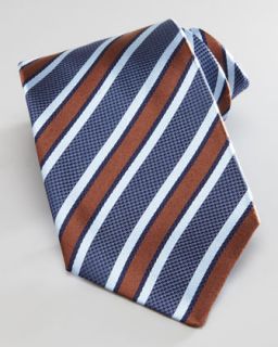Melange Diagonal Striped Silk Tie, Brown