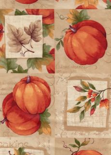 Pumpkin Harvest Vinyl Tablecloth Fall Leaf Autumn Flannel Backing Free