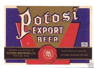  Potosi Export Beer Bottle Label Wisc