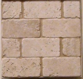  Ivory Tumbled Finish Brick Pattern Travertine Mosaic Tile
