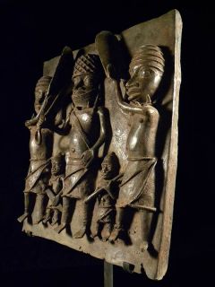 Herscher Bronze Platte Aus Benin Nigeria incl Ständer