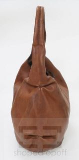Henry Beguelin Brown Gathered Leather Top Stitched Logo Handbag