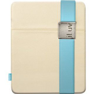 iLuv Beige Casual Fabric Case with Blue Band Clip For iPad