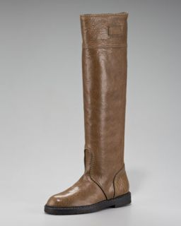 X0T96 Donna Karan Tall Leather Flat Boot