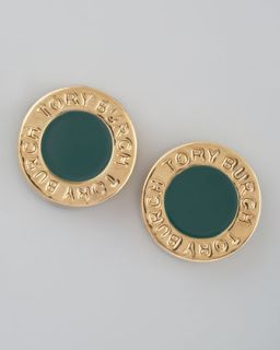  earrings green available in green $ 68 00 tory burch cole logo stud