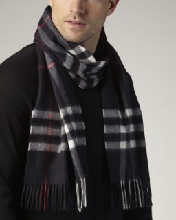 Burberry Giant Check Crinkle Scarf, Smoked Trench   