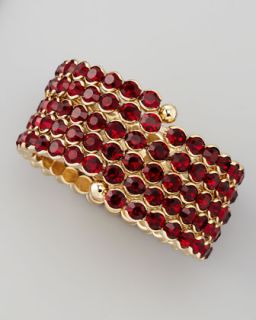 Cara Accessories Crystal Spiral Bracelet, Red   