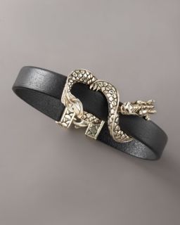 Y0THK John Hardy Naga Leather Bracelet, Black