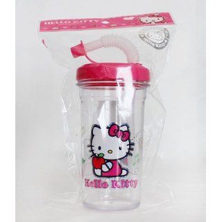 HELLO KITTY 12 Oz. TUMBLER CUP WITH LID AND STRAW   Pink