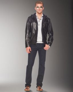 leather jacket button zip sweater modern fit stretch jeans $ 125 125