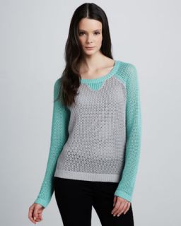  available in turquoise $ 108 00 design history two tone mesh sweater
