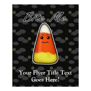 Bite Me, Cute Angry Candy Corn Cartoon Design Flyer Design