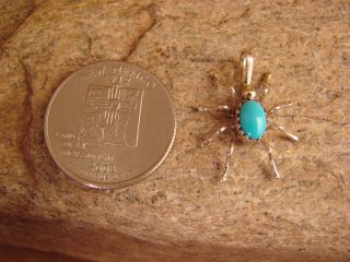  Indian Sterling Silver Turquoise Spider Pendant by Spencer Jewelry
