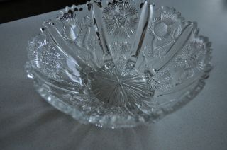 EAPG Glass Higbee Jefferson Panelled Late Thistle Footed Berry Bowl
