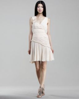 Vera Wang Lavender Asymmetric Neck Chiffon Dress   Neiman Marcus