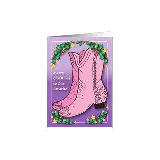 Christmas / For a Cowgirl, pink boots, garland Card