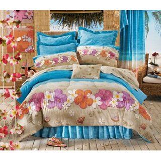 Hawaiian Hibiscus Queen Comforter Set (4 Piece Bedding