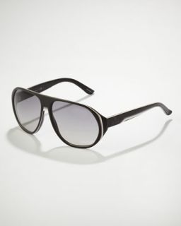 Web Plastic Aviator Sunglasses, Black/White